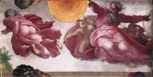 Michelangelo, God Mooning the Pope