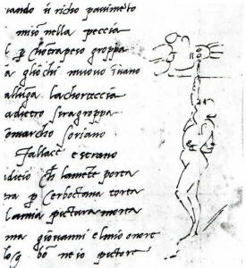 Michelangelo's self portrait and journal of him painting.