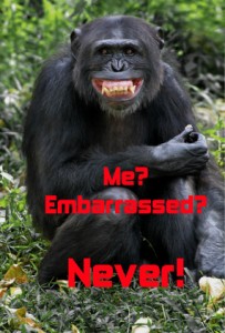 Gorilla embarrassment smile